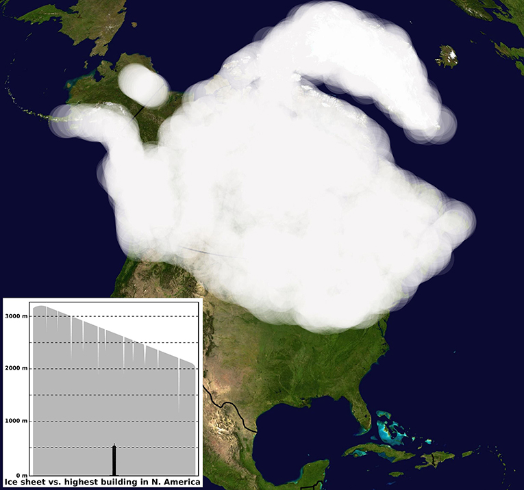 Figure 1: Approximate extent of the northern North American ice shield during the last glacier period.